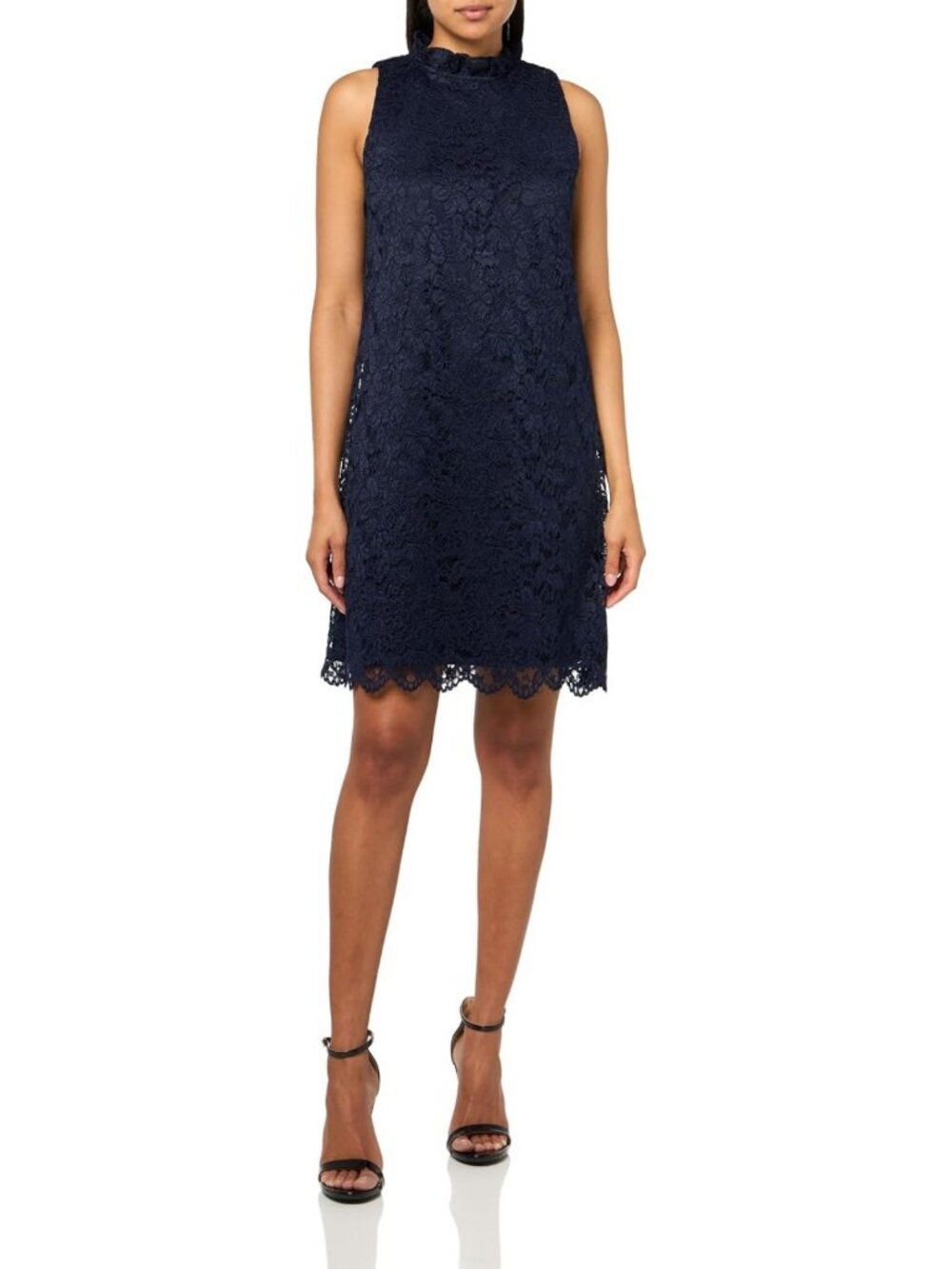 Chic Sleeveless Halter Shift Dress with Ruffle Neckline for Women - Perfect for